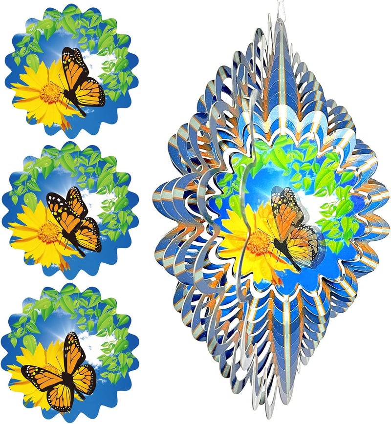 Eiryhope Animated Butterfly Wind Spinner | Stainless Steel Kinetic Wind Spinners 3D Hanging Sculpture, Outdoor Garden Decoration, Gift for Women/Mom/Wife/Grandma &Holiday - Image 2